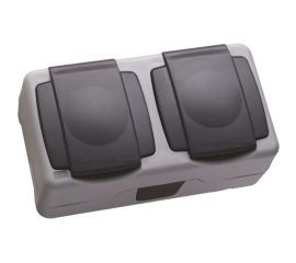 2-местная розетка MAKEL ОП, 16А, IP55, серый 36064206 