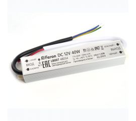 Электронный трансформатор для светодиодной ленты FERON 40W 12V IP67 (драйвер), LB007, 48054 