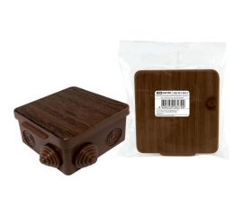 Распаечная коробка TDM ОП 100x100x55мм, крышка, ЭКО венге, IP54, 8вх. инд. штрихкод SQ1401-0613 