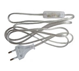 Сетевой шнур NE-AD 2A 250V, 2м с вилкой и выключателем, Прозрачный, 1/250, A2300-5200 