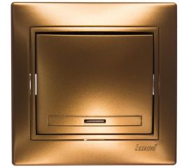 Выключатель с подсветкой Lezard, MIRA, золотой металлик, со вставкой, 701-1313-111 