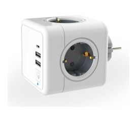 Разветвитель ROCKETSOCKET Cube Original 4 Euro 16A, 3 USB 2A+C с блоком 5В/3.0А цвет серый GN1205 