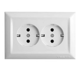 Двойная розетка Vesta Electric Roma c заземлением F00050200BEL 