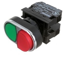 Нажимная сдвоенная кнопка Emas красно-зелёная, выступающая, 250 В AC, 4А B102K21KY 