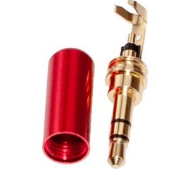 Разъем аудио Pro Legend 3.5мм штекер стерео металл на кабель в мини корпусе, красный, Gold PL2105 