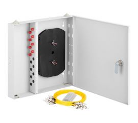 Настенный оптический кросс NIKOMAX, укомплектованный на 8 портов FC/UPC, SM 9/125 OS2, е NMF-WP08FCUS2-IP-ES-GY 