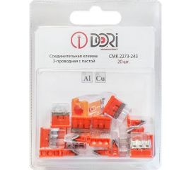 Соединительная 3-проводная клемма DORI CMK 2273-243 с пастой (20 шт.) 47124 