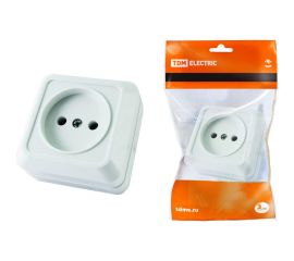 Розетка TDM 2П открытой установки IP20 10А 250В керамика белая "Ладога" SQ1801-0110 