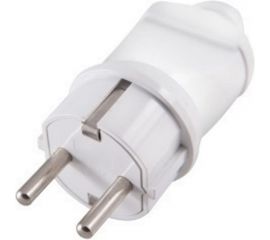 Разборная прямая вилка АБК-СИЛА с заземляющим контактом 16А 220В белая 2901003 