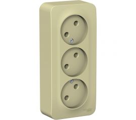 3-местная розетка Schneider Electric открытой проводки Blanca 16А IP20 250В без заземления бежевый BLNRA000317 