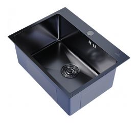 Настольная мойка MIXLINE PRO 60x45, 3 мм, выпуск 3 1/2, 22 см, с сифоном, черный графит 547236 