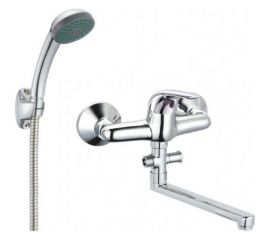 Ванно-душевой смеситель Juguni одноручный, с металлическим шлангом и хромированной лейкой 0402.941C 