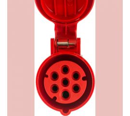 Кабельная розетка PCE 7-ми контактная 16А 380V 6P+E IP44 с никелированными контактами 217-6v 