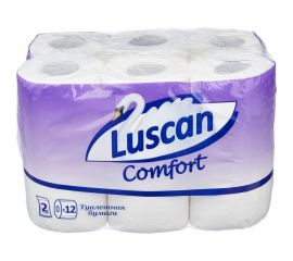 Туалетная бумага Luscan Comfort 2 слоя, белая, 12 рулонов 671744 