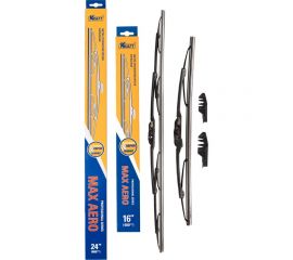 Комплект каркасных щёток стеклоочистителя KRAFT 600/400 мм, 2 адаптера KT 830884 