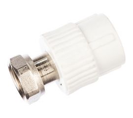 Муфта с накидной гайкой PRO AQUA PP-R белая d-20 мм 1/2" PA29008b 