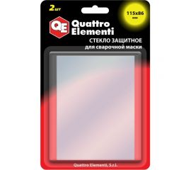 Стекло для сварочной маски 115x86 мм, защитное, 2 шт, поликарбонат, блистер QUATTRO ELEMENTI 909-419 