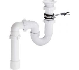 Прямоточный сифон ORIO с разрывом потока струи 1 1/2x40мм с круглой приемной воронкой D-70мм,крепежным комплектом и переходной трубой 40x40/50мм RS-4108 