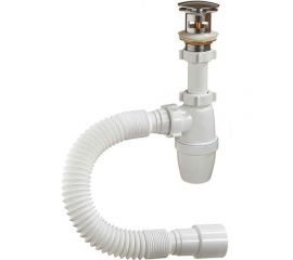 Бутылочный сифон ORIO 1 1/4x40 с металлическим выпуском клик-клак, с гибкой трубой 40-40/50 А-3203 