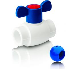 Кран шаровый Blue Ocean (шар - пластик ABS), бабочка, полипропиленовый для ХВС - 25 PPRF/BV/PPR/CW-B(W)-25 
