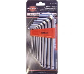 Набор удлиненных Г-образных ключей HEX с шаром AV Steel 1,5-10мм 10 предм. AV-365110 