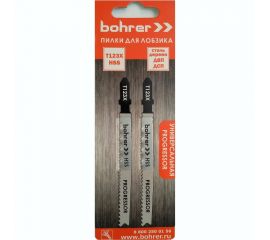 Пилки универсальные для лобзика T123X (2 шт; 100х75 мм; HSS; шаг 1.2-2.6 мм) BOHRER 37301239 
