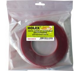 Акриловая двусторонняя клейкая лента Holex 9 мм х 10 м, 1 мм, прозрачная, блистер HAS-93915 