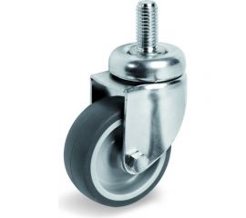 Колесо поворотное (60 мм; 60 кг; серая резина/полипропилен; штырь с резьбой M12) Tellure rota 386202 