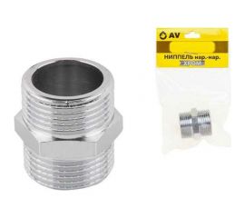 Латунный ниппель AV Engineering наружная-наружная, 1"", хром AVE303006 