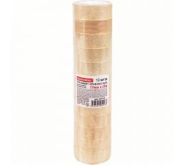 Клейкие ленты BRAUBERG 19 мм х 33 м, канцелярские, комплект 12 шт., прозрачные 223125 