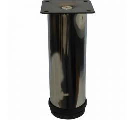 Мебельная ножка MFK-TORG регулируемая, диаметр 50 мм, высота 15 см, хром, крепление плоский черный квадрат 04 01 029 5015 Х ПЧК 