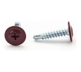 Саморезы с пресс-шайбой Госкреп со сверлом, 4.2х19 мм, красные, RAL3005, 30 шт. 1-0017500 