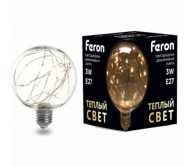 Светодиодная лампа FERON LB-382, G95, 3W 175-265V E27 2700К, 250Lm, угол рассеивания 220 41677 