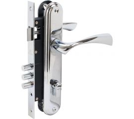 Врезной замок БУЛАТ ЗВ4-3.03.04 НОМОС (хром; 5 перфоключей; с ручками) 13966 