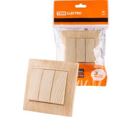 3-клавишный выключатель TDM Лама 10А сосна SQ1815-0303 