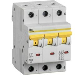 Автоматический выключатель IEK ВА47-60M 3Р 20А 6кА С MVA31-3-020-C 