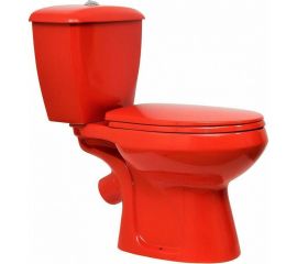 Унитаз-компакт Оскольская керамика ЭЛИССА косой выпуск, 1 режим, сиденье ПП, красный 422973 