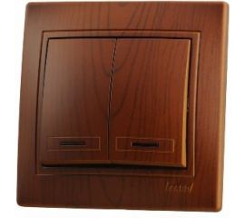 Выключатель Lezard Мира х2 с подсв сосна 701-0801-112 