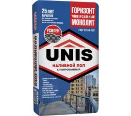 Наливной пол UNIS Горизонт Универсальный Монолит быстротвердеющий, (5-100 мм), 20 кг 11598462 