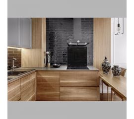 Кухонный фартук на стену Оптион Черный (панель из закаленного стекла; 600x600 мм) 81915 