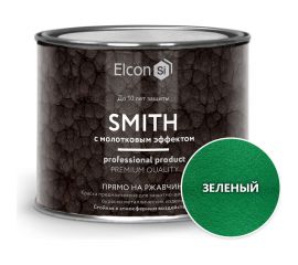 Быстросохнущая краска по металлу Elcon Smith с молотковым эффектом зеленая 0,4кг 00-00002874 