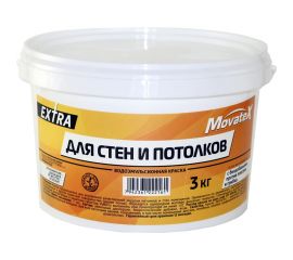 Водоэмульсионная краска Movatex EXTRA для стен и потолков, 3 кг Т11870 