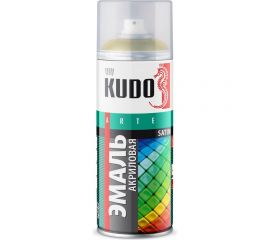 Аэрозольная краска в баллончике KUDO быстросохнущая акриловая универсальная полуматовая SATIN RAL 1018 цинково-жёлтая KU-0A1018 