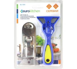 Набор скребков для чистки стеклокерамики Eurokitchen цвет синий/желтый, с набором запасных лезвий, 1 шт., серебристый 1 шт. RS-17BY 