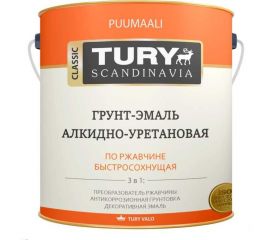 Грунт-эмаль TURY АУ по ржавчине 3 в 1, красная (RAL 3020), 2 кг T1-00007189 