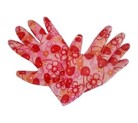 Садовые перчатки СПЕЦ Garden Flowers полиэстер, с прозрачным нитриловым покрытием, р. М/8 GF-PN-04M 