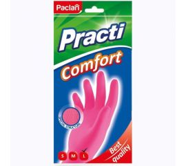 Хозяйственные перчатки PACLAN Practi Comfort латекс, хб напыление, разм L, розовые 407272 606355 