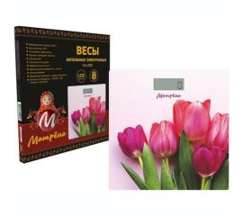 Напольные электронные весы Матрёна МА-090 тюльпаны стеклянная поверхность, 180 кг 007835 