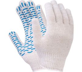 Перчатки FORT волна, х/б с ПВХ, 10 класс, 55г, белые 501219521 