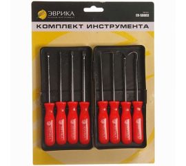 Набор шило 1 шт., крючки изогнутый, 45, 90, отвертки Sl 1/8, Ph0, T15, T20 ЭВРИКА ER-58003 